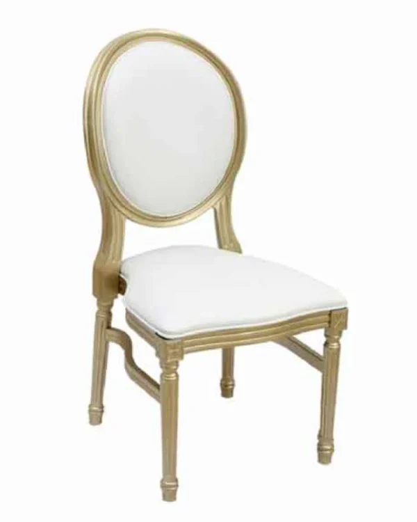 Chaise Louis en Résine Or et Blanc - Image 2